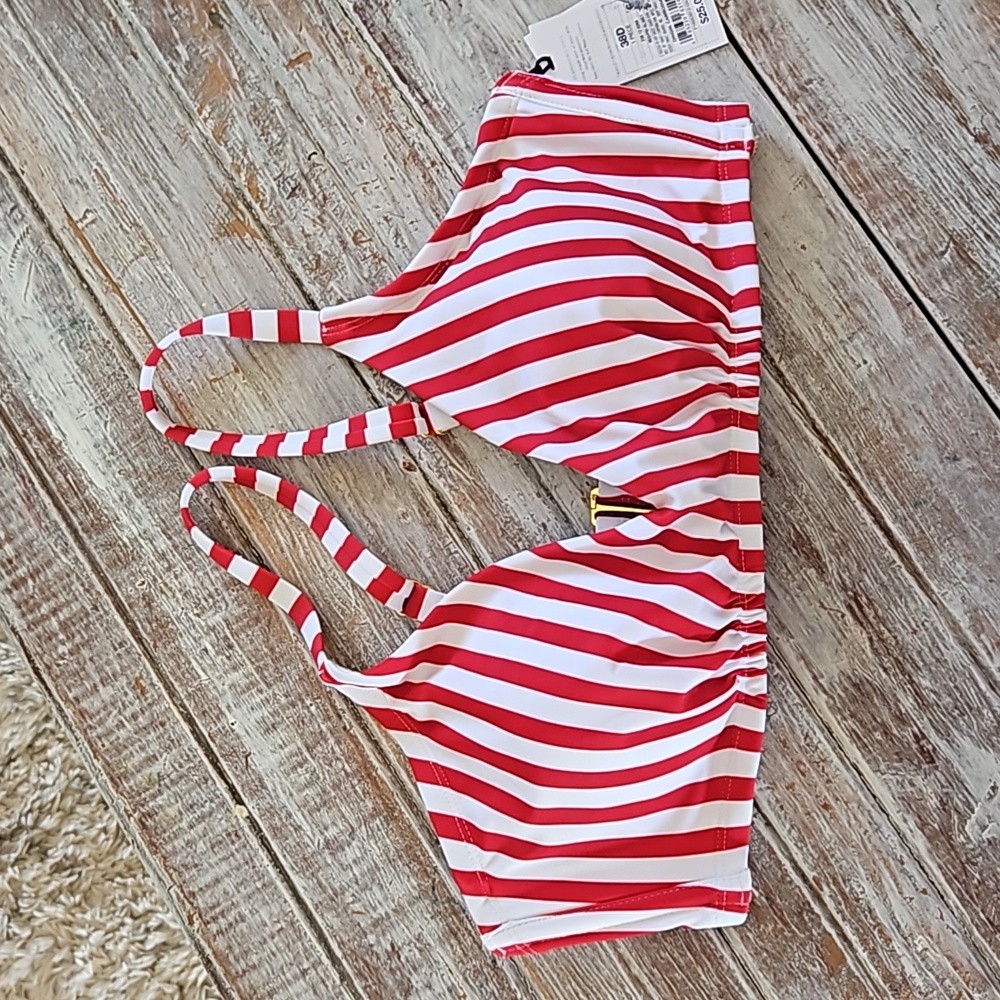 Bikini Top, red & white stripes